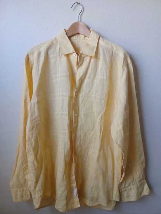 Tommy Bahama Other - Tommy Bahama 100% Textured Linen Canary Yellow Button Down LS Shirt Large NWOT